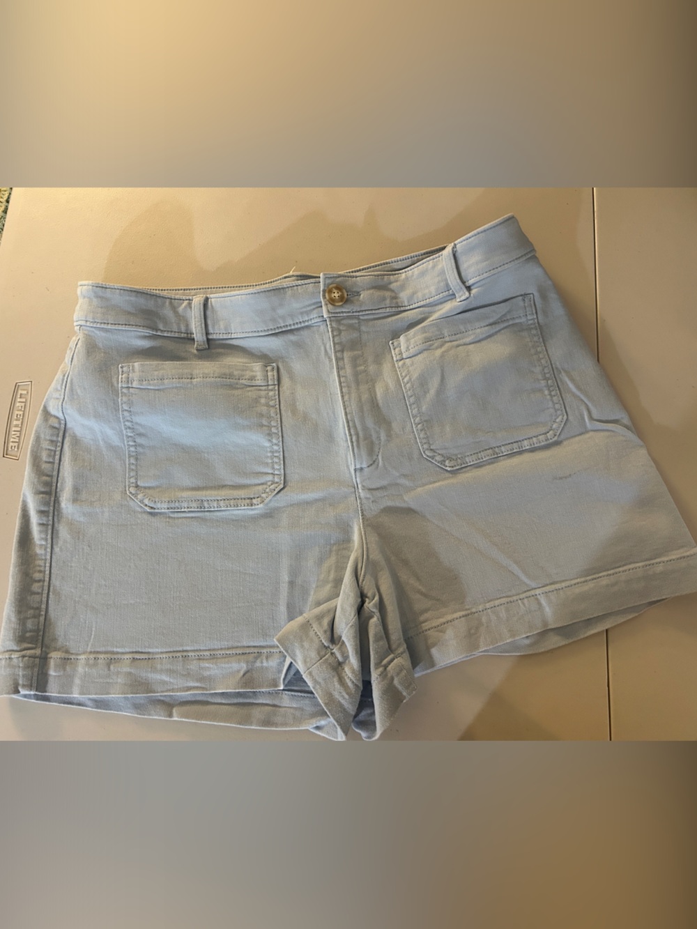 LOFT Light Blue High-Rise Cotton Shorts